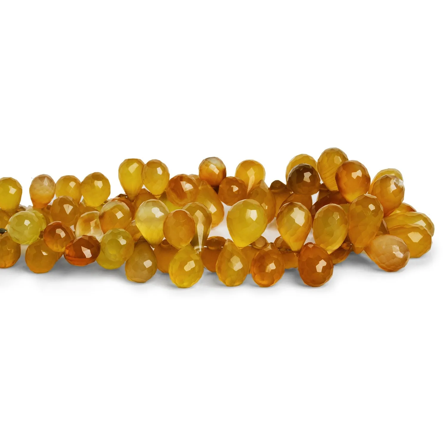 11x7mm Yellow Chalcedony Faceted Teardrops 7.5 inch 65 beads