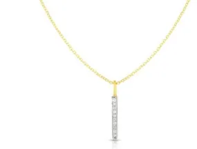 14K Yellow Gold .06ct Diamond Bar Necklace