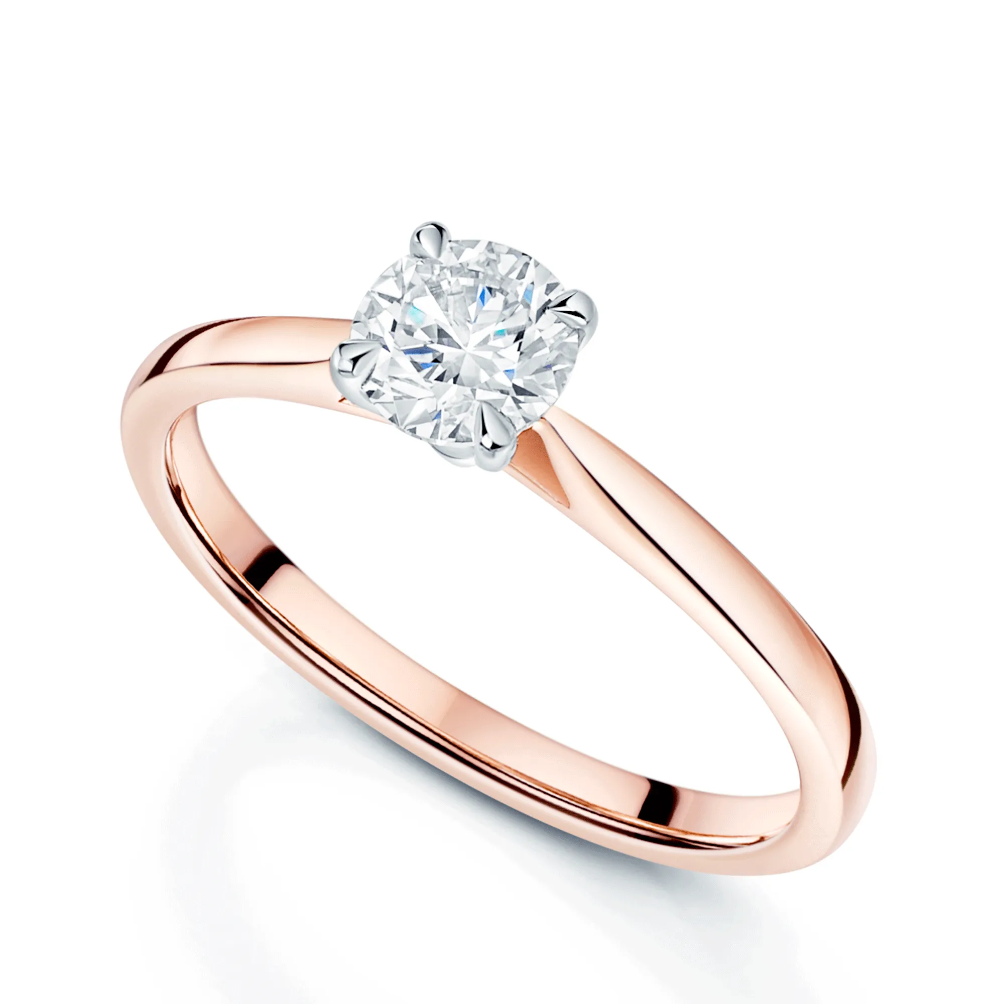 18ct Rose Gold Round Brilliant Cut Diamond Engagement Ring