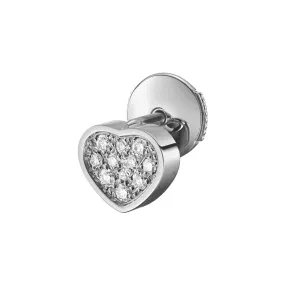 18ct White Gold My Happy Hearts Pave Set Diamond Single Stud Earring