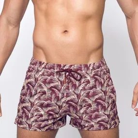 2eros Hawaiian Night 3" swim short burgundy floral