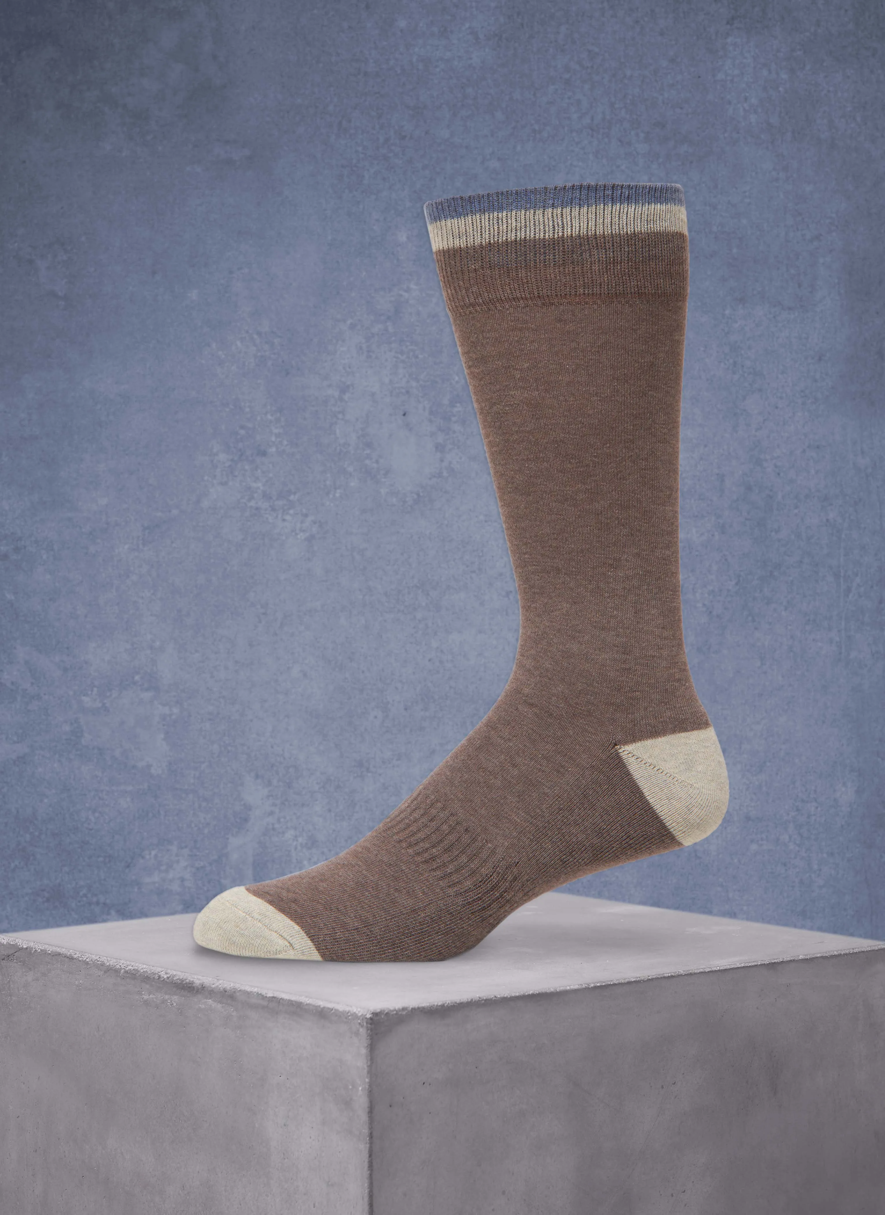 3-Pack Organic Cotton Fashion Mid-Calf Sport Socks in Taupe