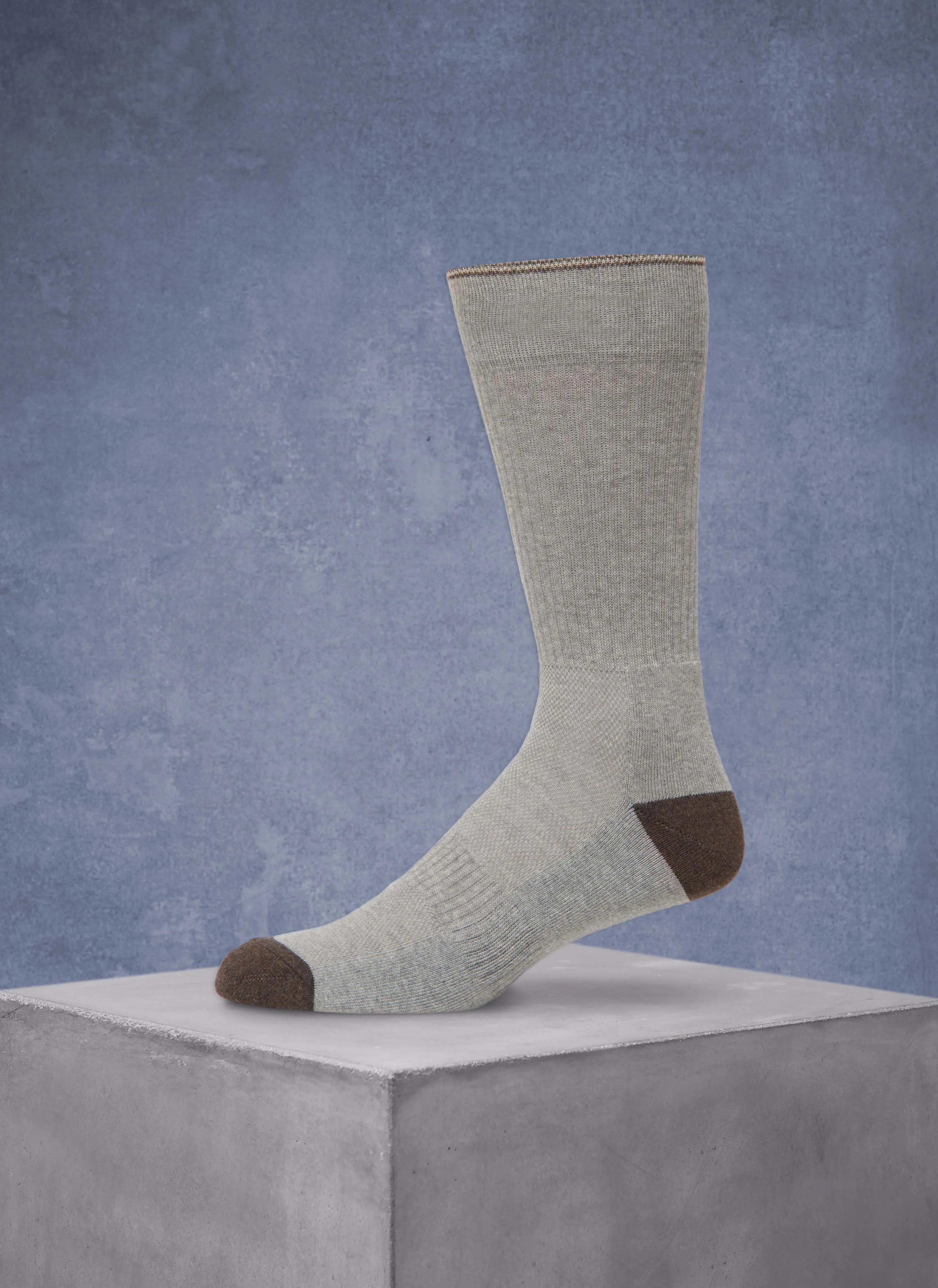 3-Pack Organic Cotton Fashion Mid-Calf Sport Socks in Taupe