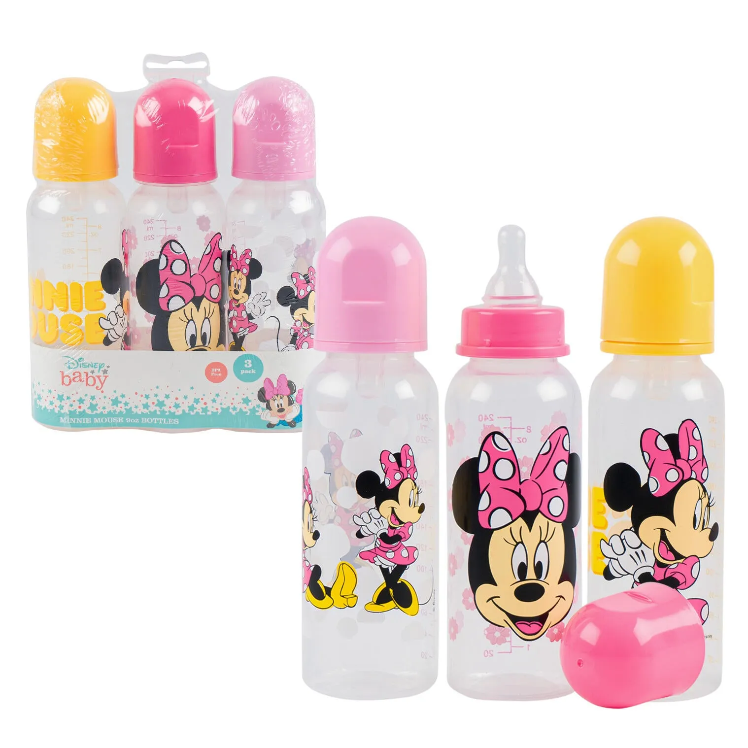 55621, Disney Minnie Mouse 3pk 9oz Baby Bottles