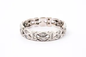 Antique Art Deco Diamond Eternity Band 14k 585 White Gold Ring Size 10.5