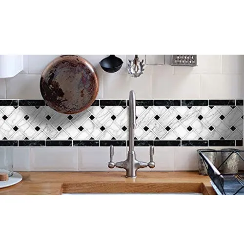 Art3d 10-Sheet Peel and Stick Tile Backsplash - 12.4"x5" Self-Adhesive Decorative Waist Line Mosaic Tiles for Kitchen and Bathroom