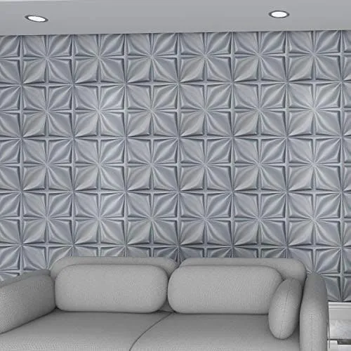 Art3d Matt Grey Silver 3D Wall Panel PVC Flower Design Cover 32 Sqft, for Interior Wall Decor in Living Room,Bedroom,Lobby,Office,Shopping Mall