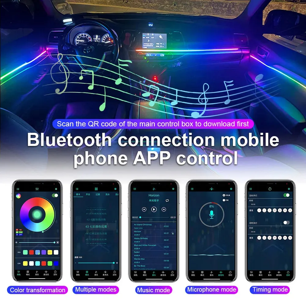 Auto RGB LED Rainbow Remote Interior Ambient Lighting