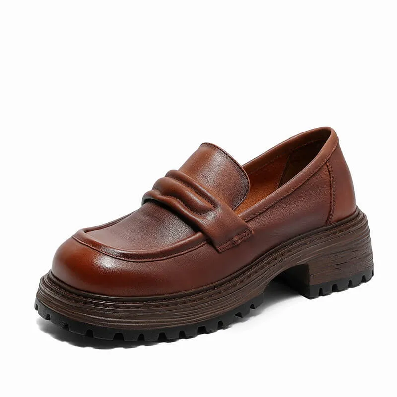 Babakud Fine Leather Women Round Toe Loafers