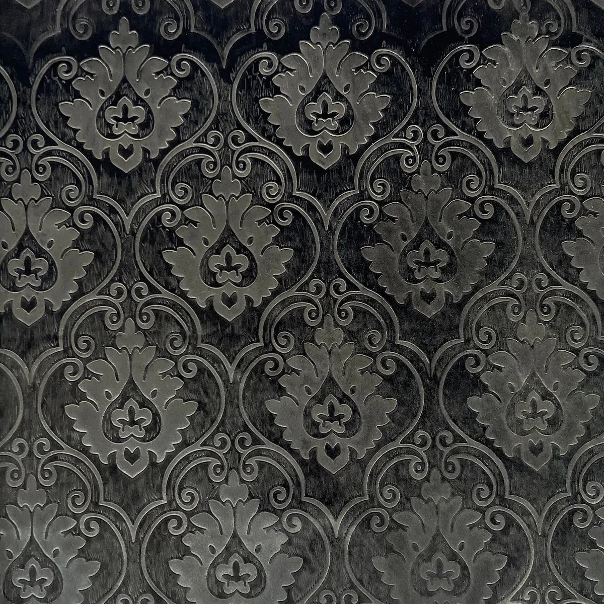 Black Royalty Damask Embossed Velvet Upholstery Drapery Fabric