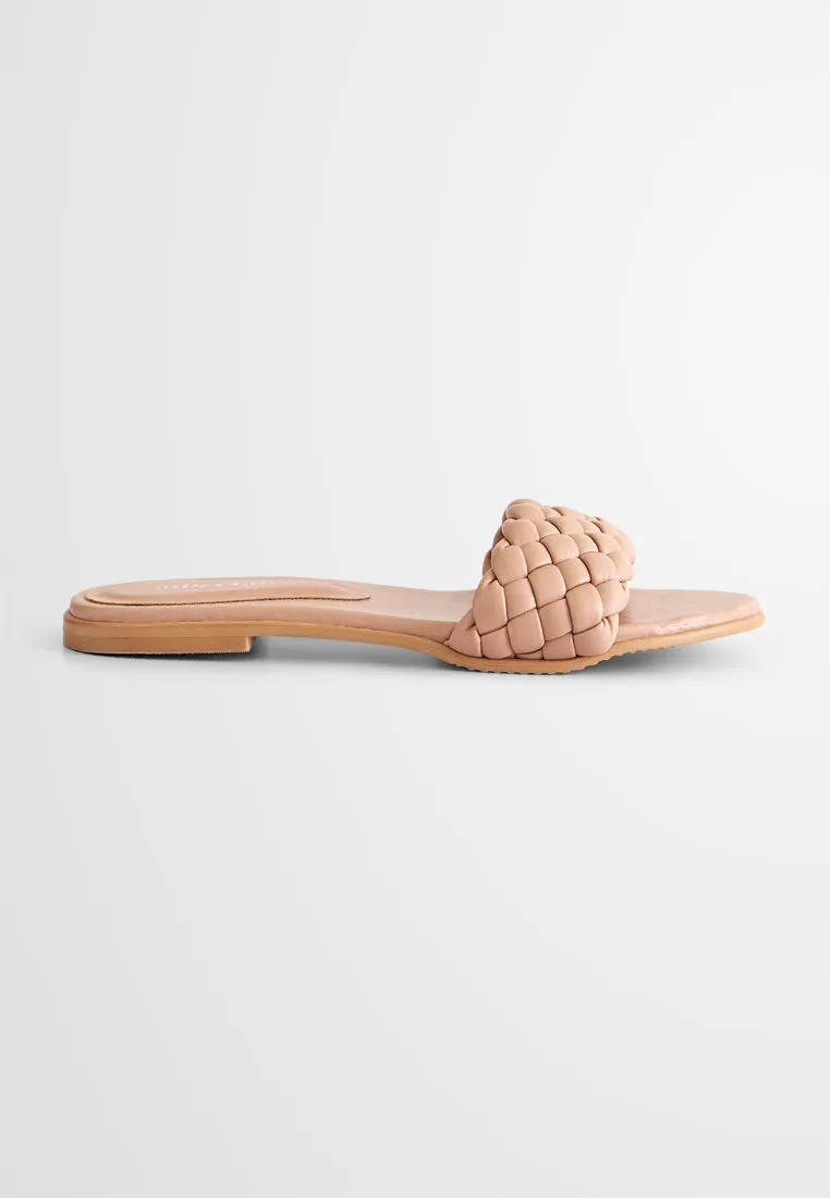 Britney Braided Design Slip On Sandals - Nude