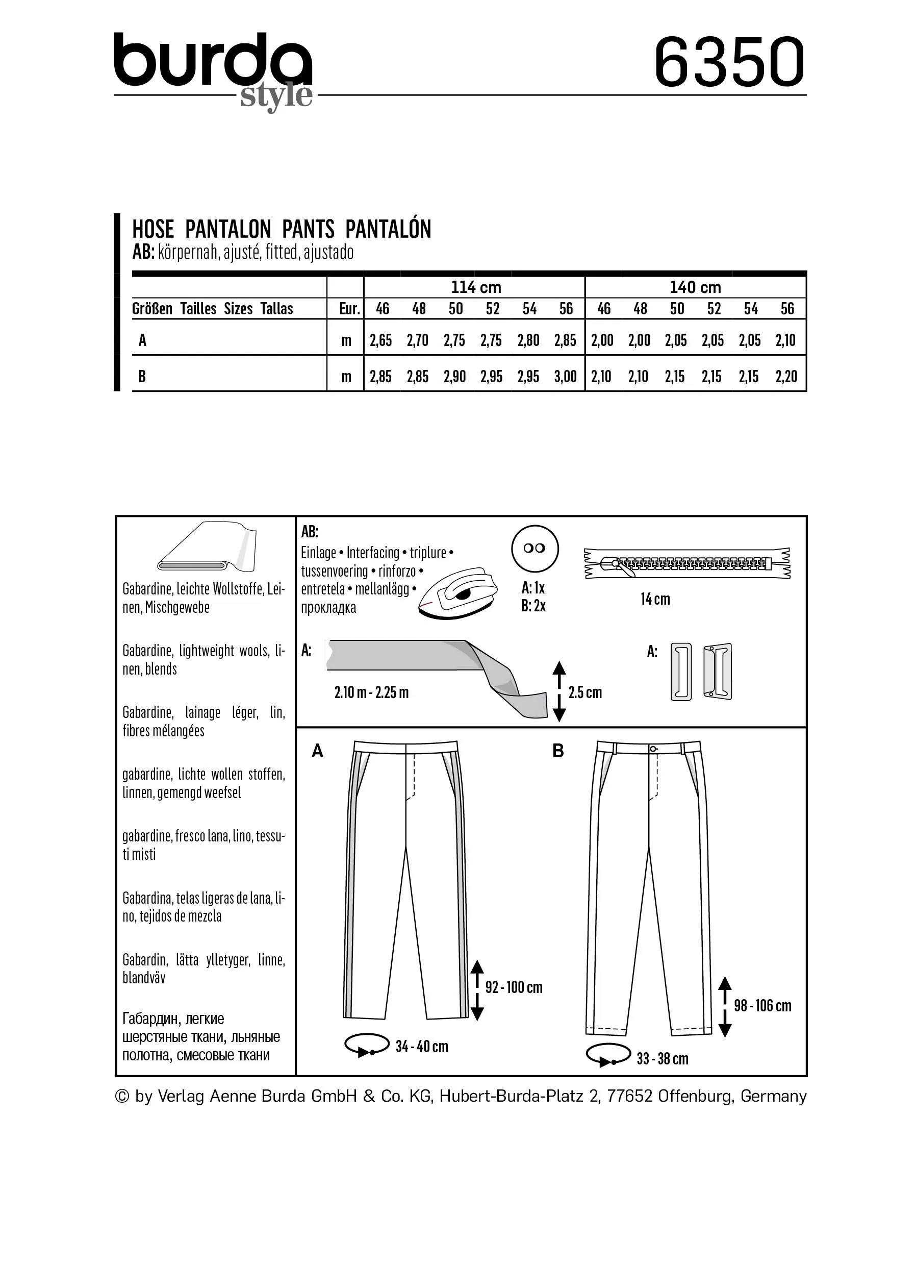 Burda Men's Trousers 6350