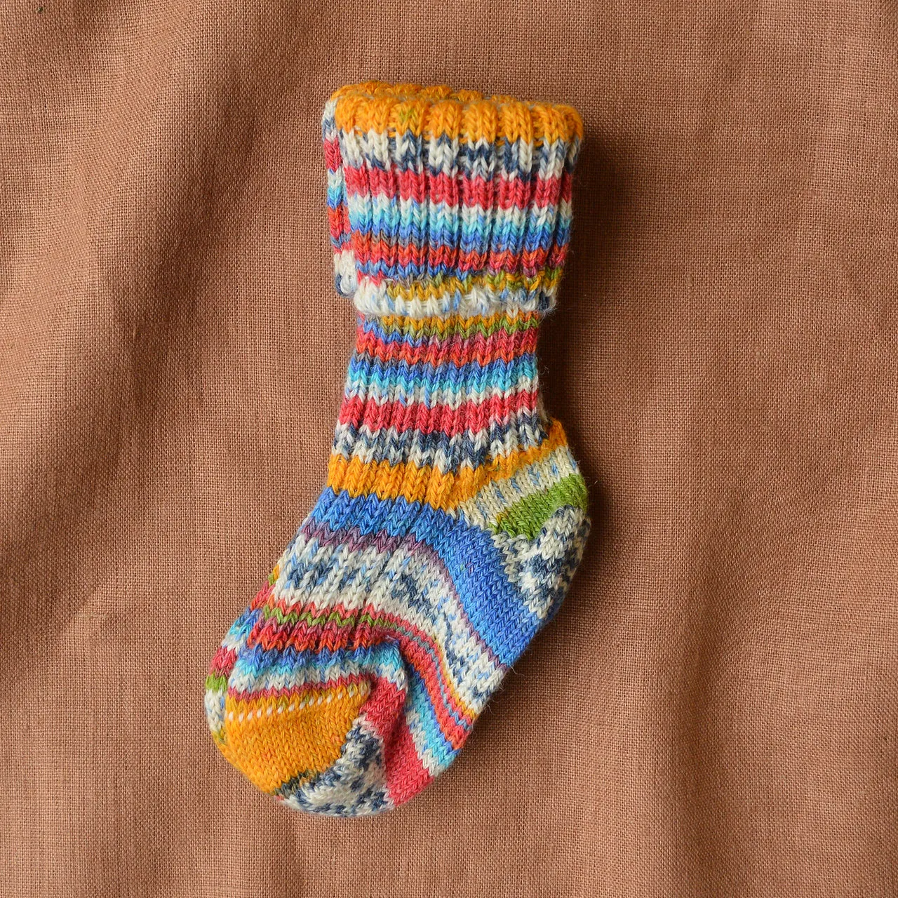 Chunky Knit Baby Socks in 100% Wool - Stripes (0-24m)