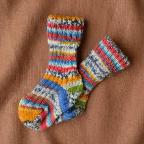 Chunky Knit Baby Socks in 100% Wool - Stripes (0-24m)