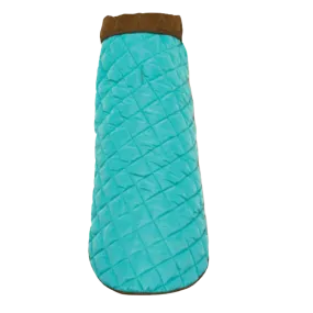 Coat | Diamond Quilted Brown & Aqua