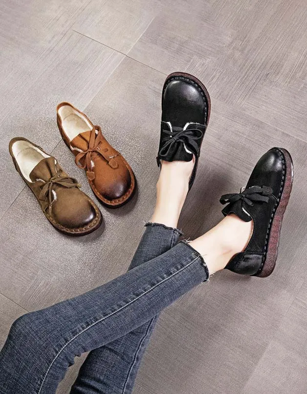 Comfortable Leather Walking Retro Flats