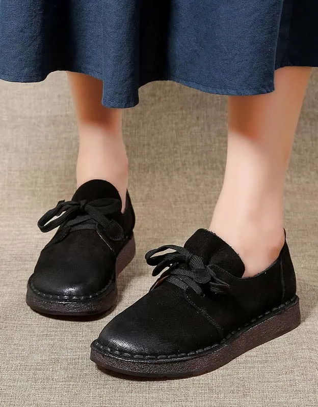 Comfortable Leather Walking Retro Flats