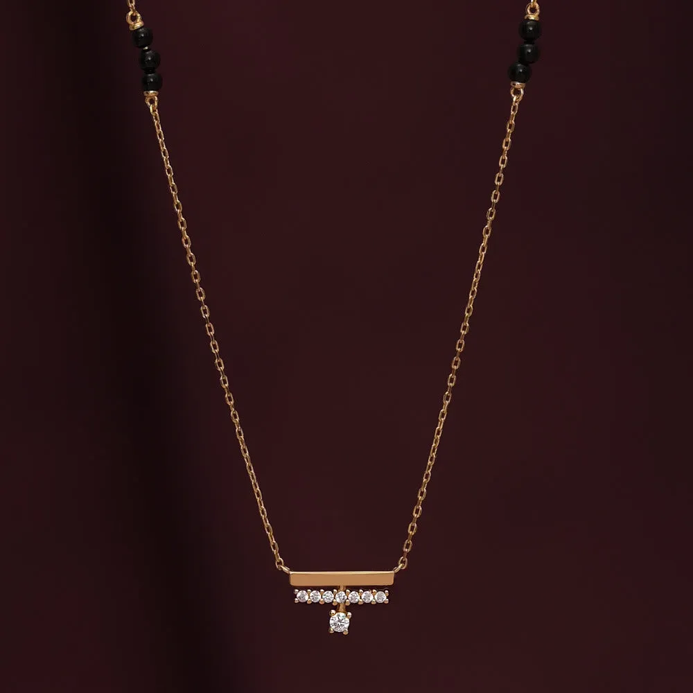 Dainty Diamond Bar Mangalsutra | 18k Gold Vermeil