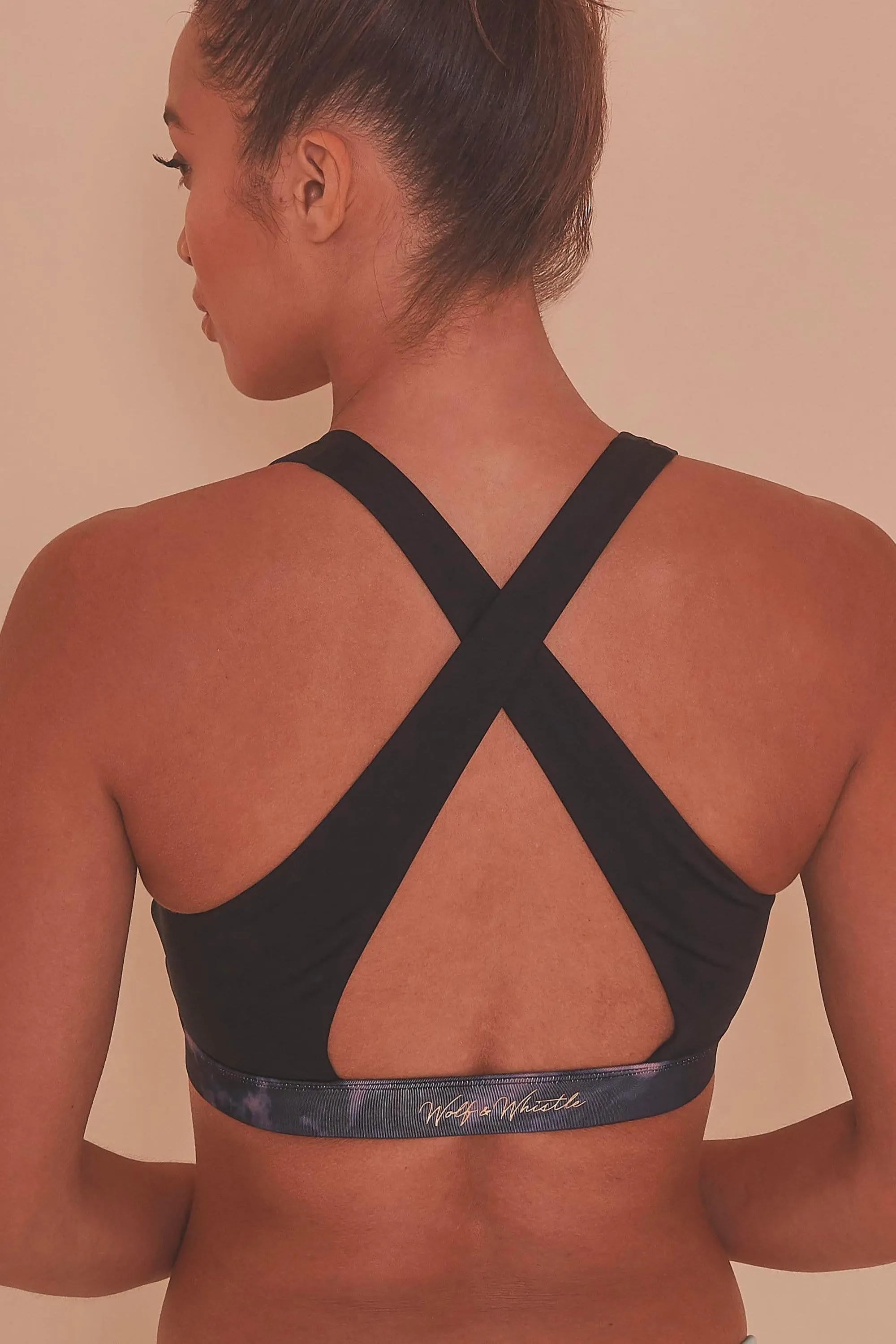 Dark Marble Zip Front Sports Bra