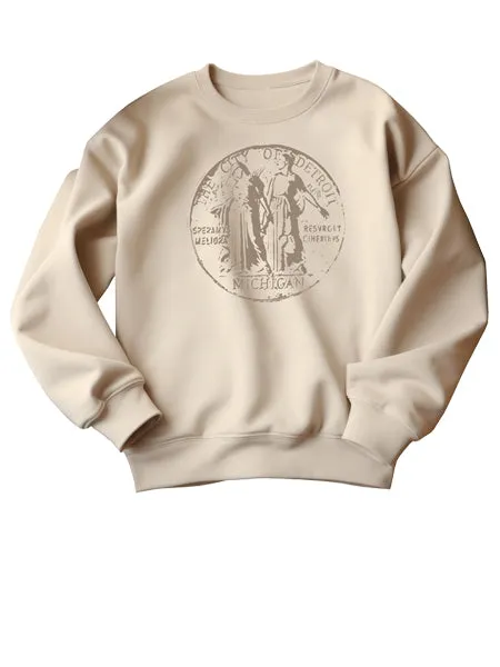 Detroit City Seal Unisex Sweatshirt - Gray / Sand