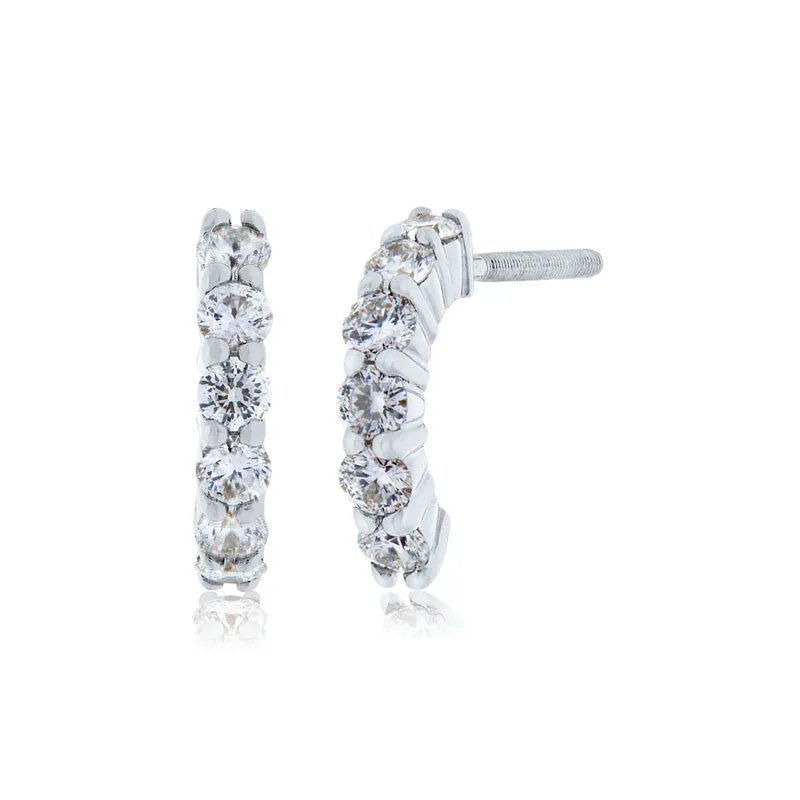 Diamond Curved Diamond Earrings