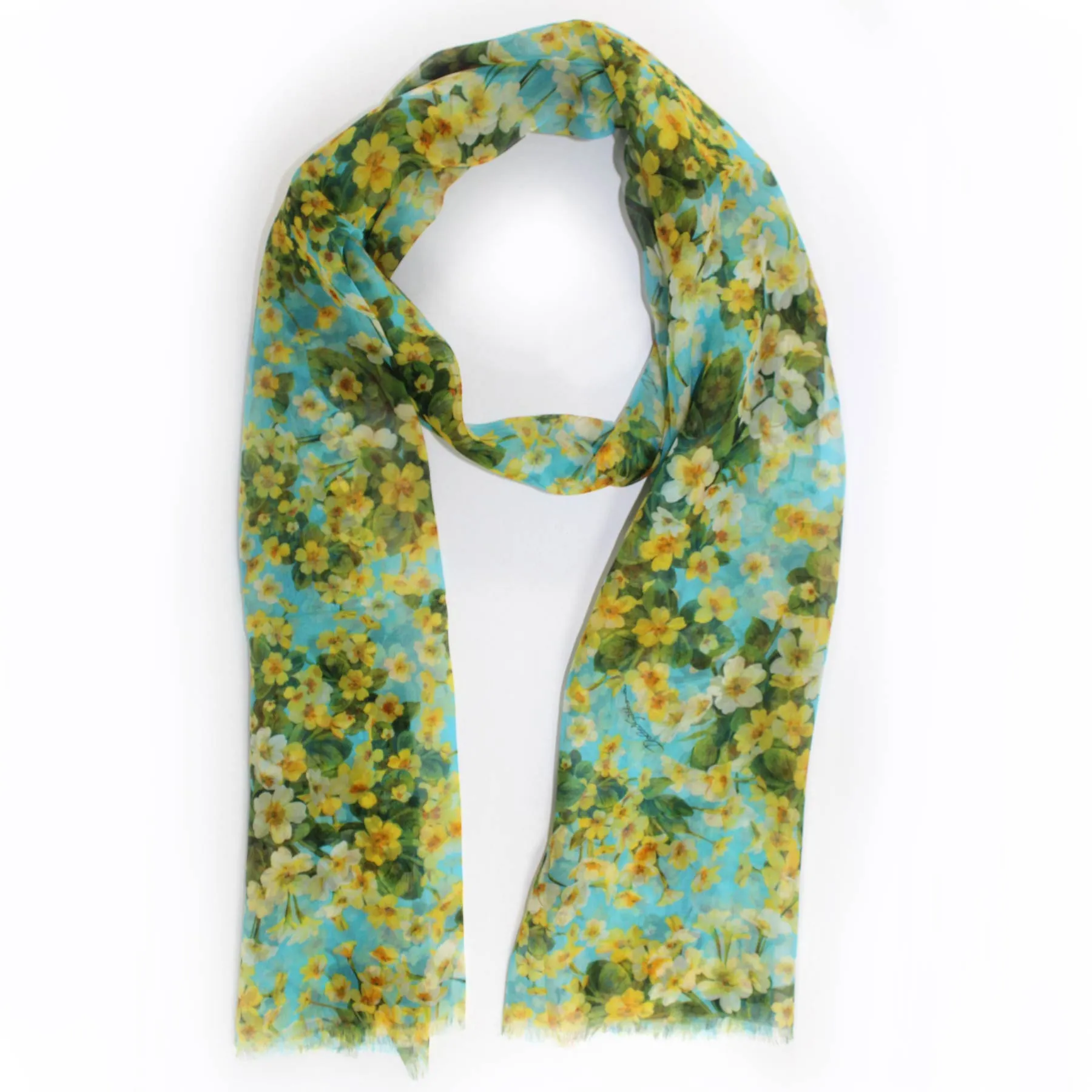 Dolce & Gabbana Scarf Aqua Floral - Chiffon Silk Shawl SALE