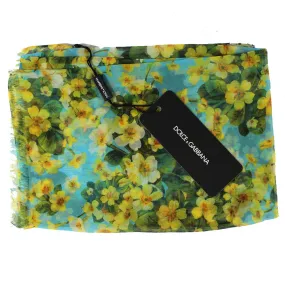 Dolce & Gabbana Scarf Aqua Floral - Chiffon Silk Shawl SALE