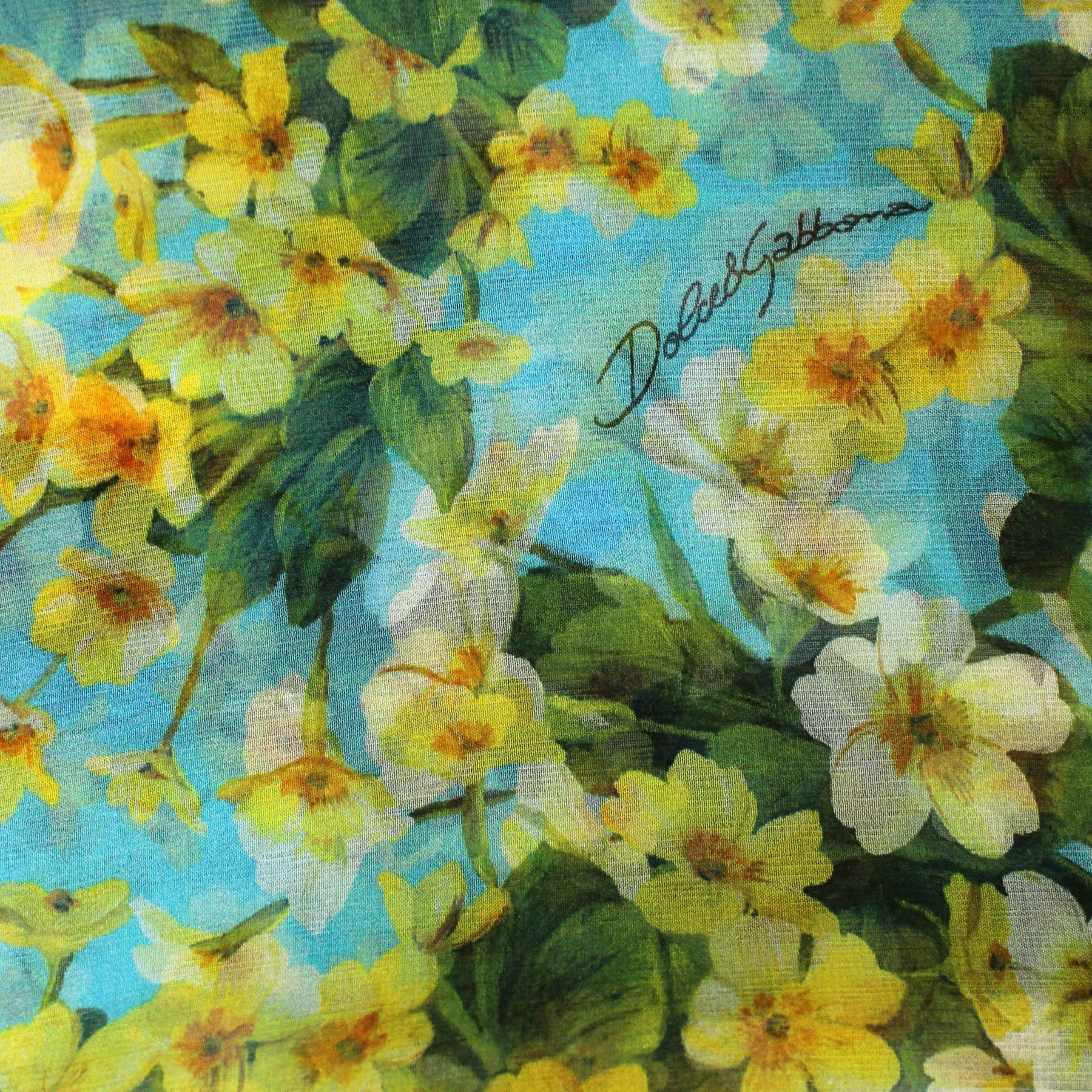 Dolce & Gabbana Scarf Aqua Floral - Chiffon Silk Shawl SALE