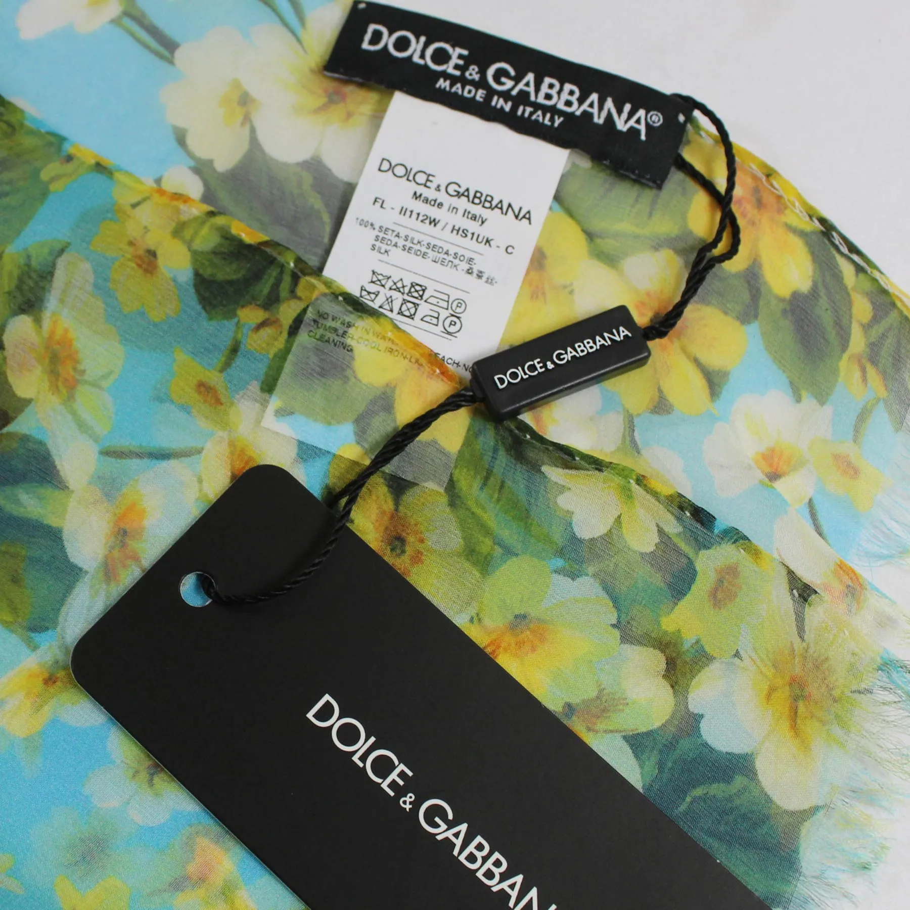 Dolce & Gabbana Scarf Aqua Floral - Chiffon Silk Shawl SALE