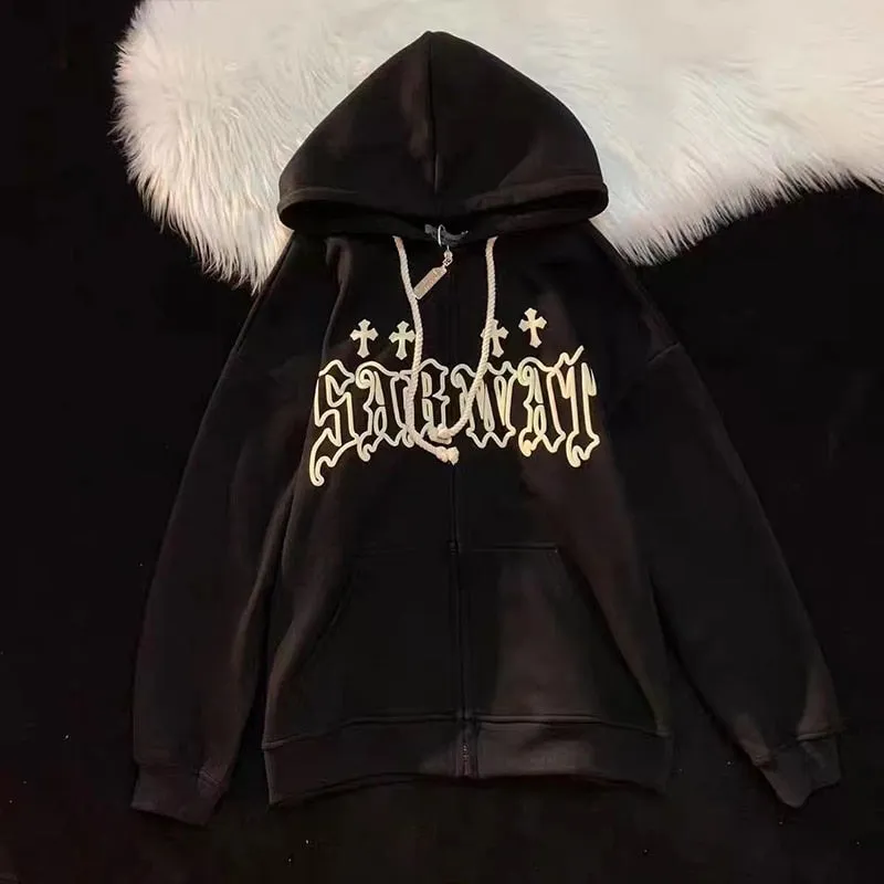 DressBetty - Vintage Goth Embroidery Hoodie