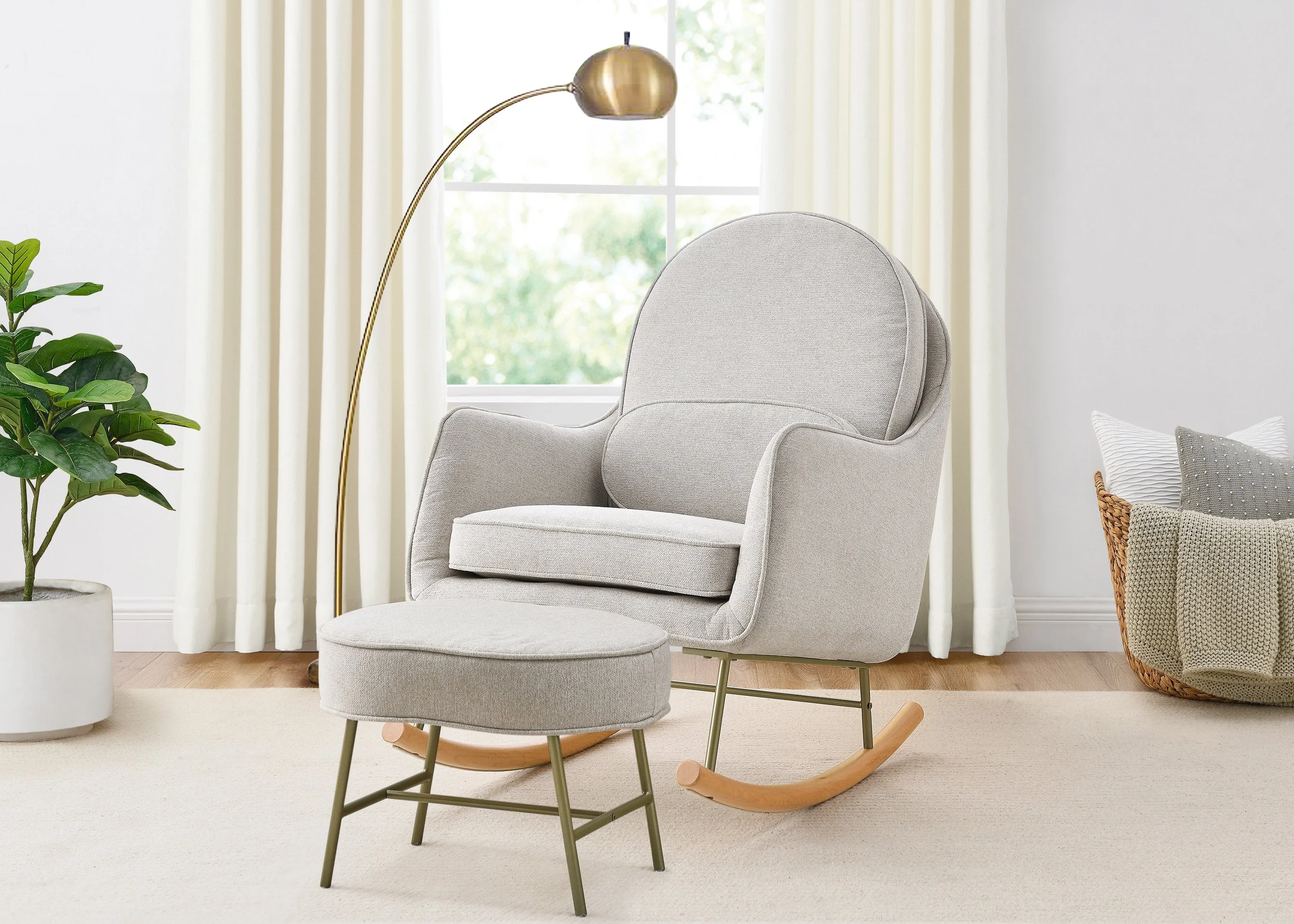 Ella Rocker & Ottoman with LiveSmart Evolve Fabric