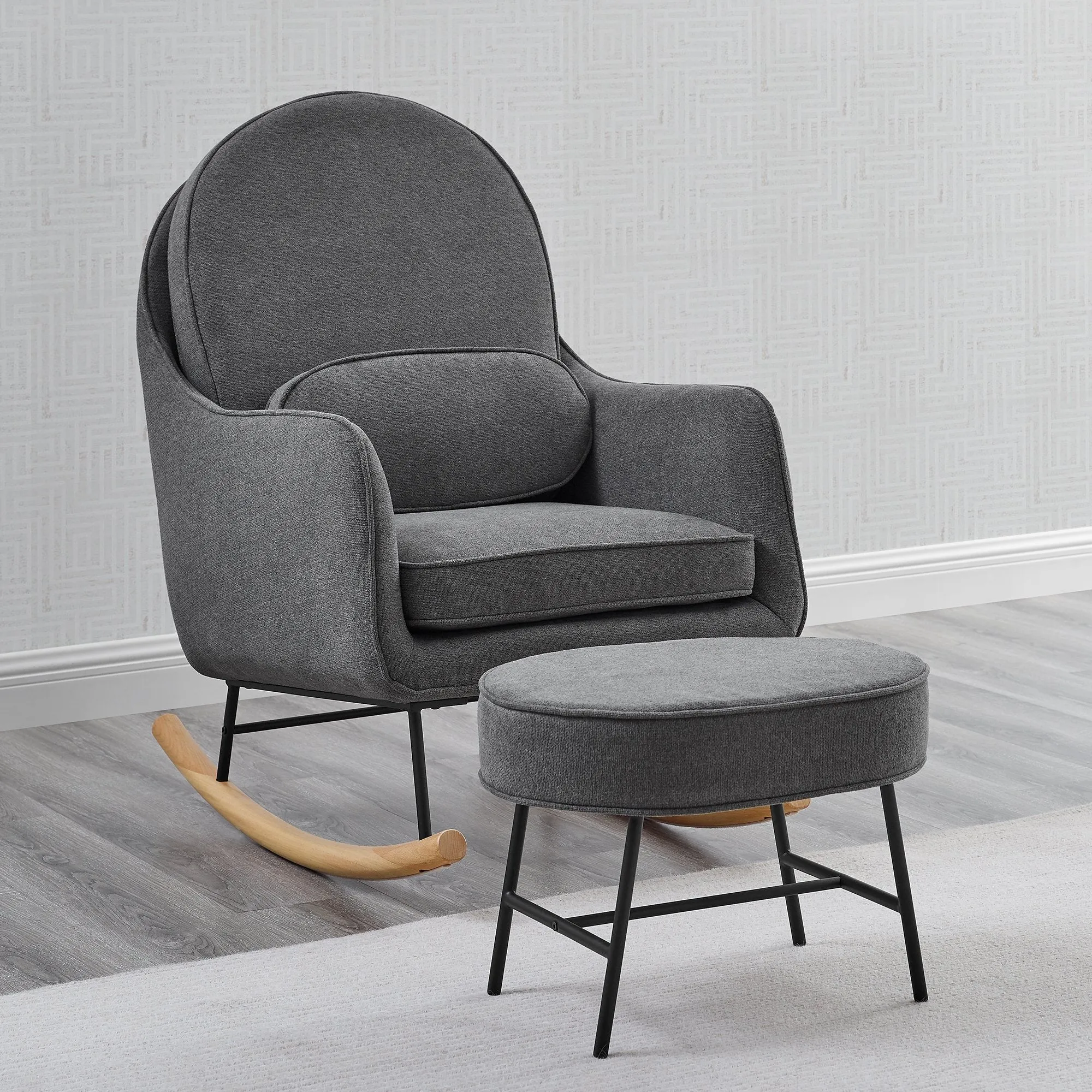 Ella Rocker & Ottoman with LiveSmart Evolve Fabric