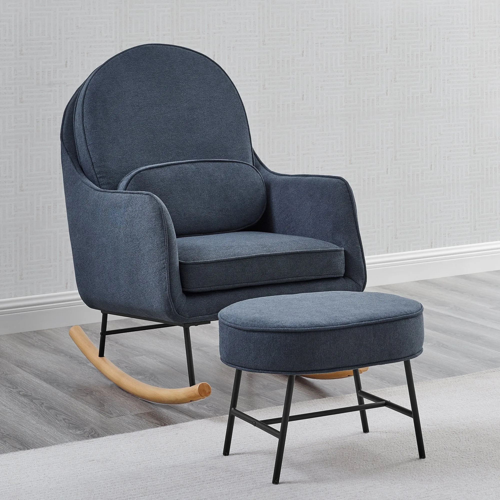 Ella Rocker & Ottoman with LiveSmart Evolve Fabric