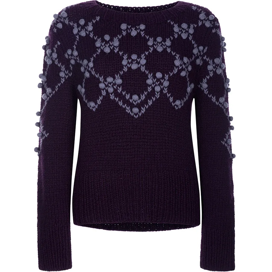 EMBROIDERED CASHMERE SWEATER "IVANA" IN BLACK