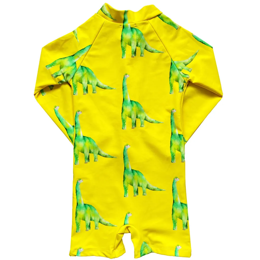 Fluro Dinosaurs Unisex Long Sleeve Zip Swimmers