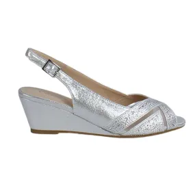 Glamour Ladies Peep Toe Wedges - Minsk - Silver