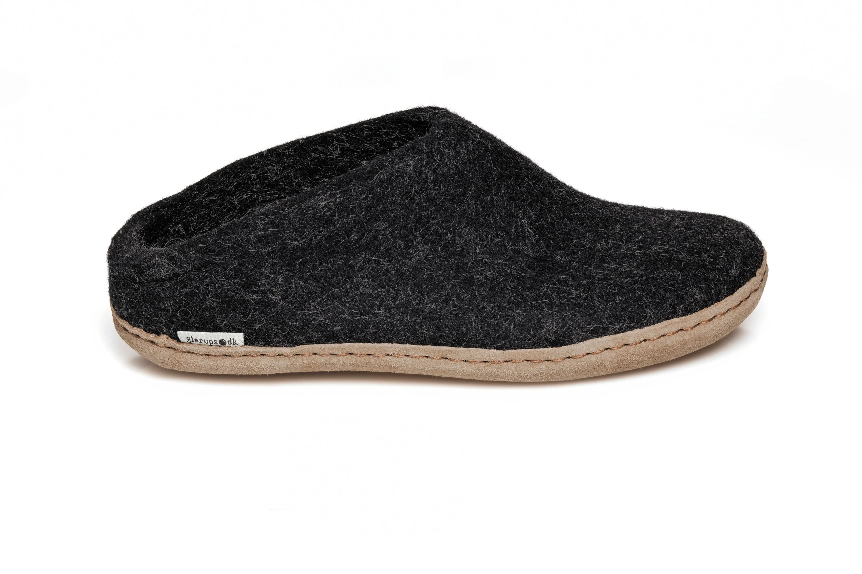 Glerups Slippers: Slip-on, Charcoal, Leather B-02-00