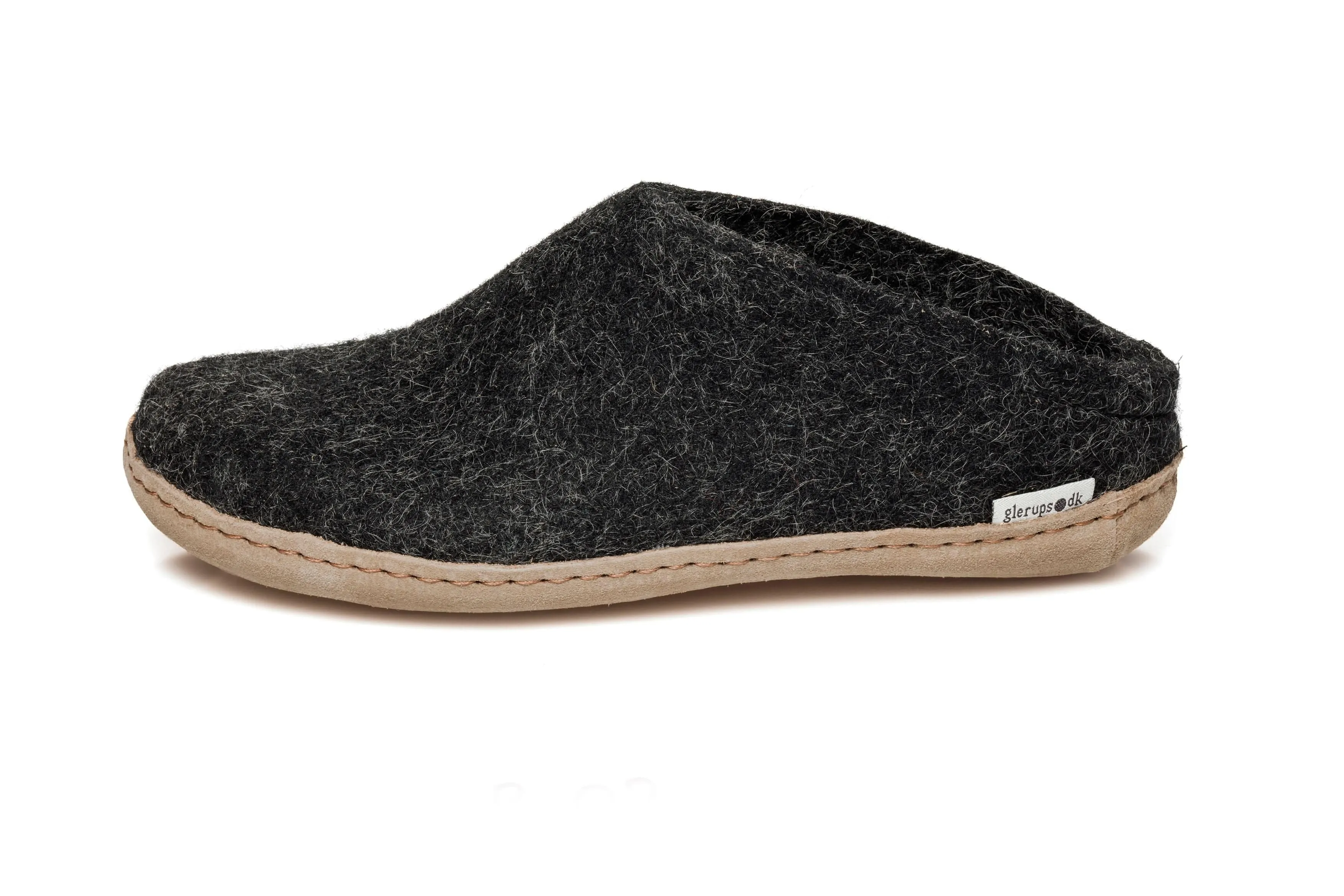 Glerups Slippers: Slip-on, Charcoal, Leather B-02-00