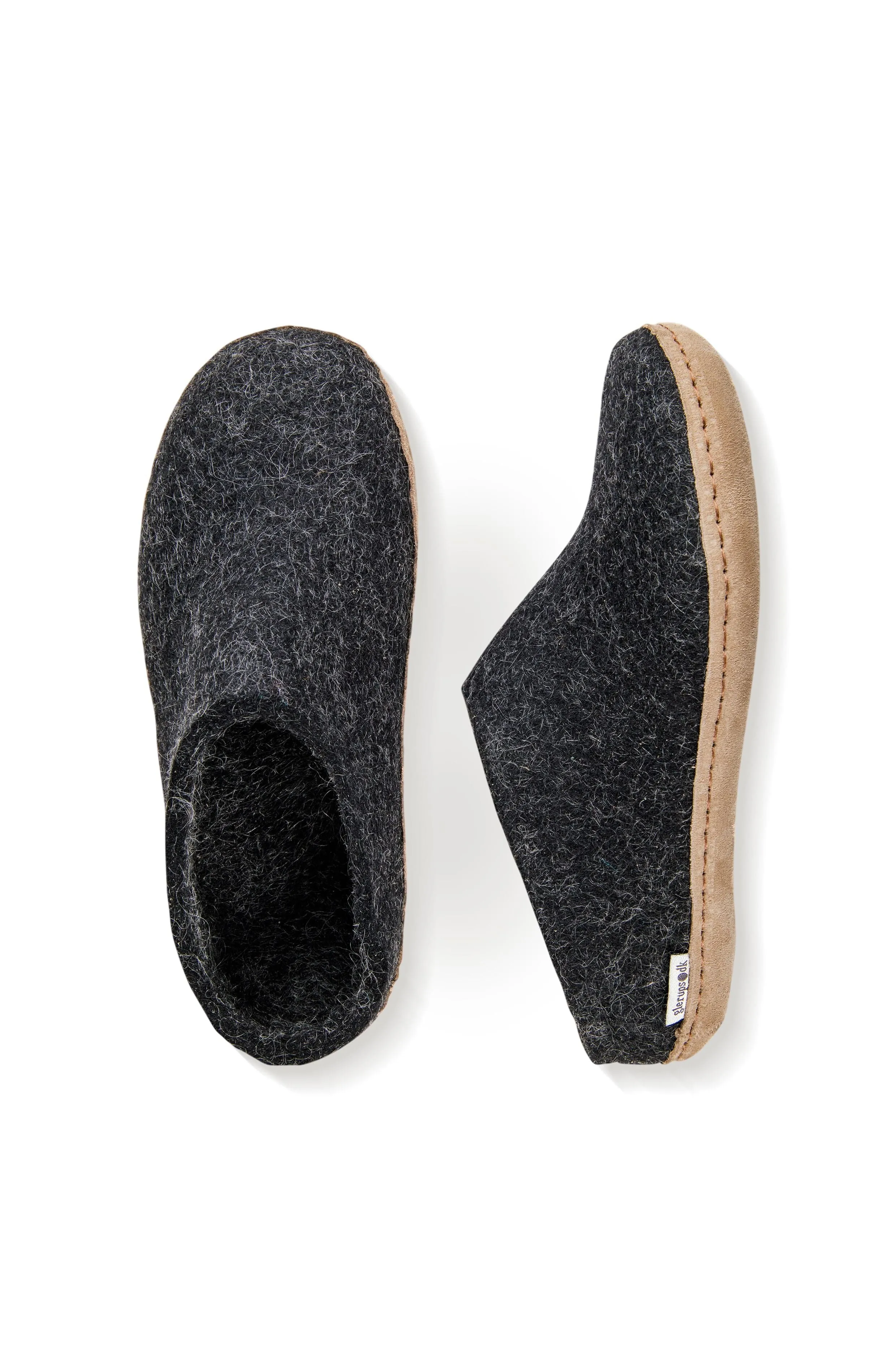 Glerups Slippers: Slip-on, Charcoal, Leather B-02-00