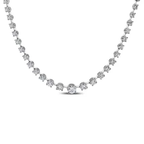 Graduated Space Riviera Tennis Necklace (11.53 ct Diamonds) in Platinum