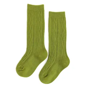 Green Apple Cable Knit Knee High Socks