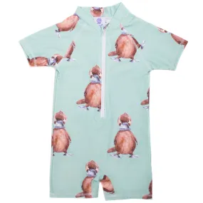 Green Platypus Unisex Short Sleeve Zip Swimmers