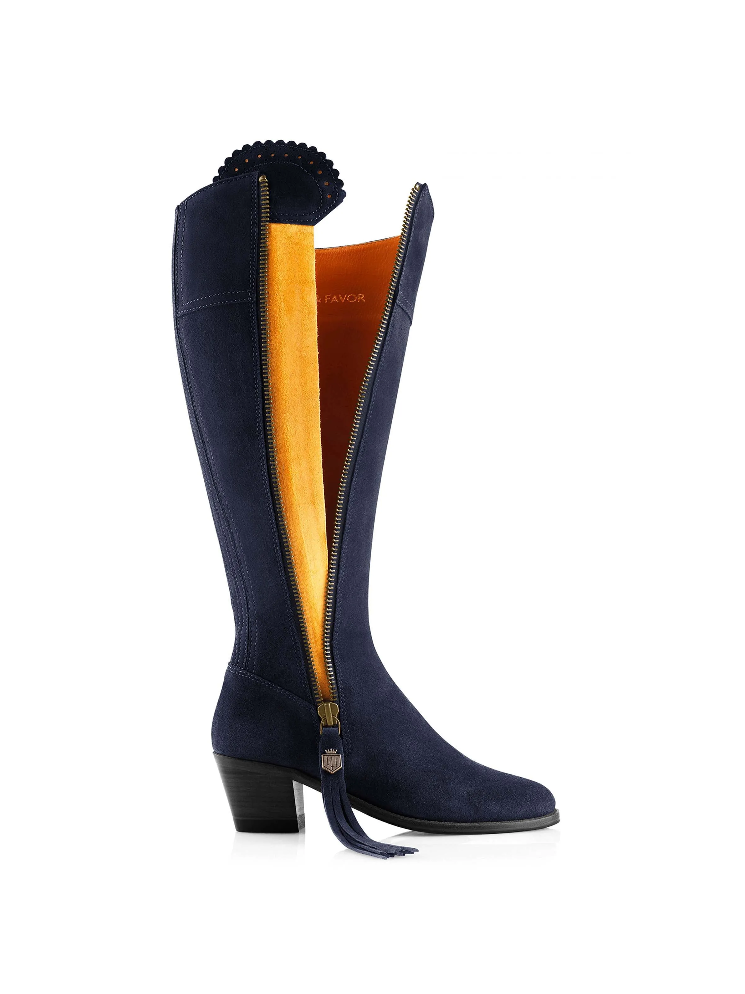 Heeled Regina (Sporting Fit) - Navy Blue Suede