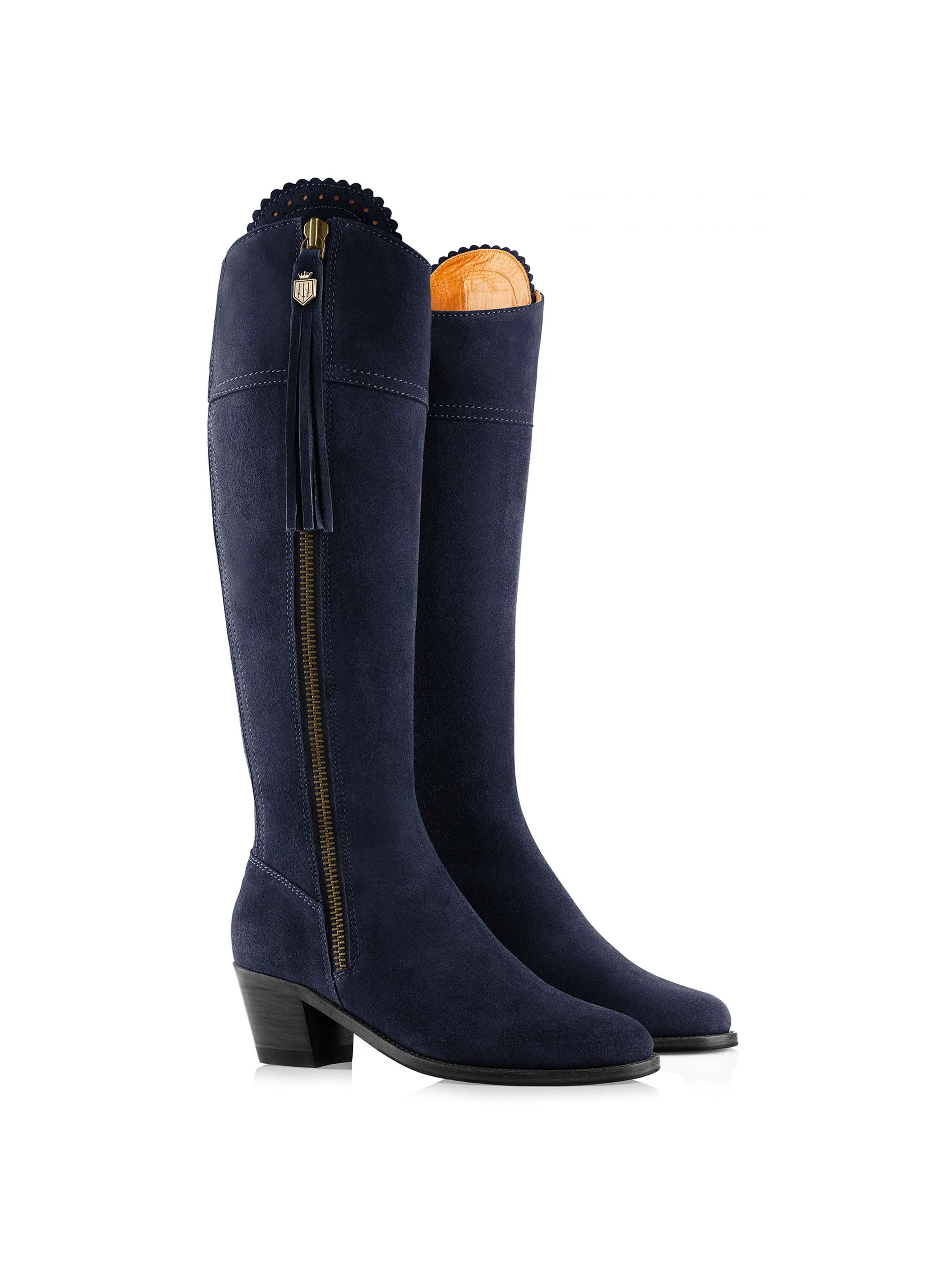 Heeled Regina (Sporting Fit) - Navy Blue Suede