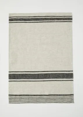 Irregular Stripe Linen Tea Towel | Natural/Black