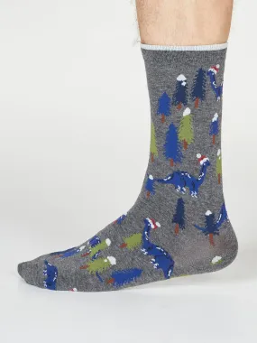 Jimason Dinosaur Socks - Dark Grey Marle