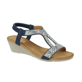 Jo & Joe Cape Verde Navy Glitter Wedge Sandal