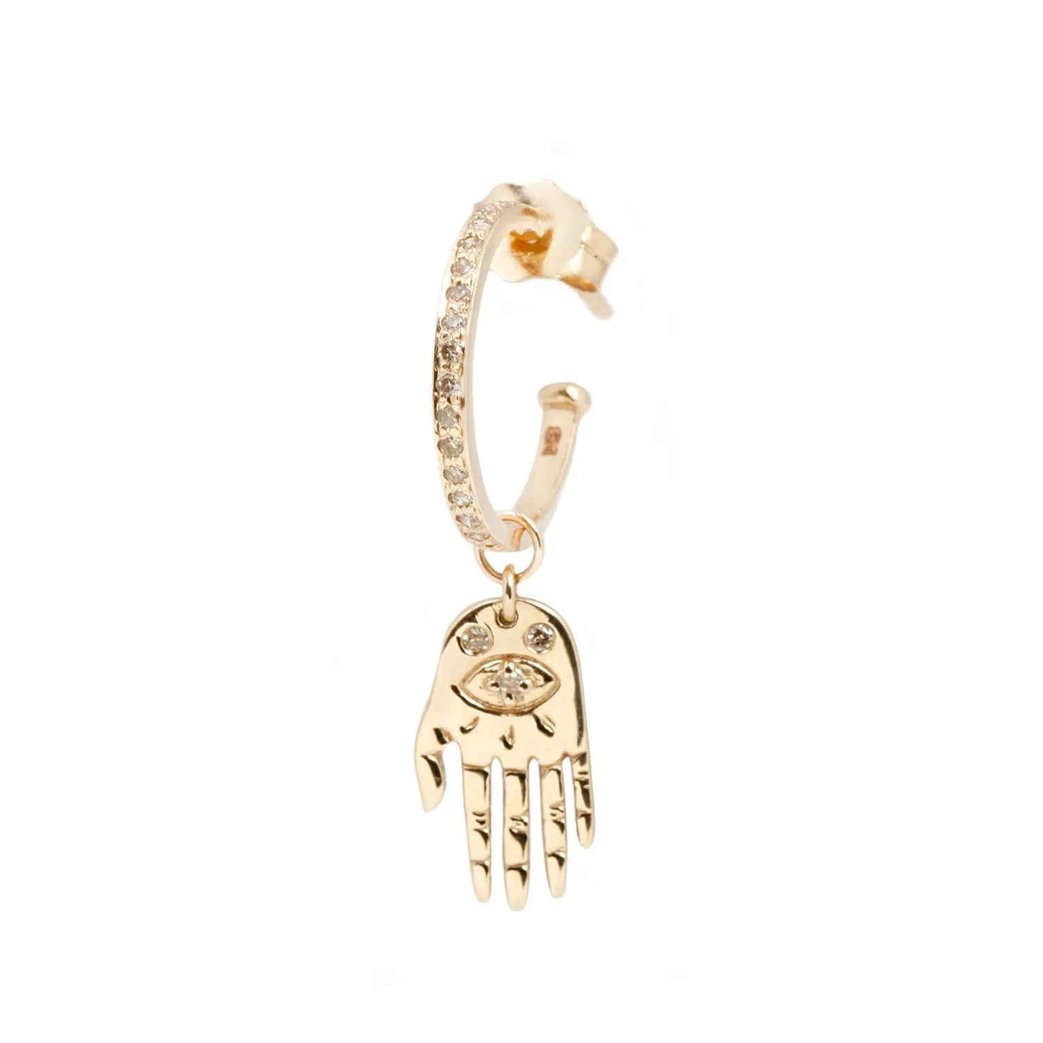 Little Dharma Hand & Diamond Single Earring