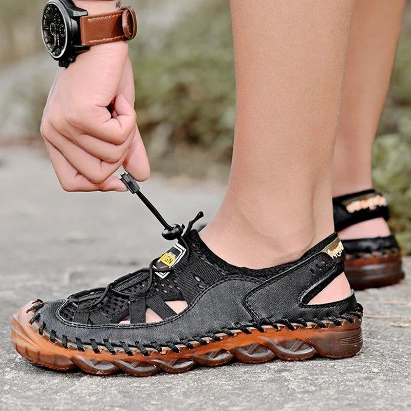 Men Outdoor Non-slip Hole Shoes Mesh Elastic Band Water Sandals