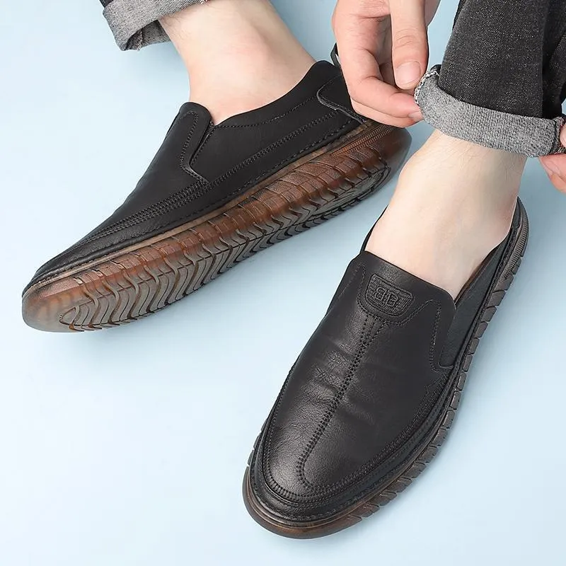 Men's Patent Leather Round Toe Slip-On Closure Casual Shoes